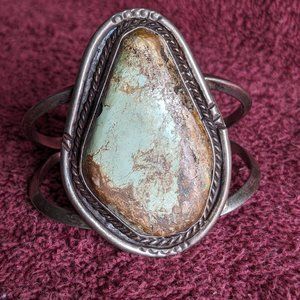 Vintage 1960's Navajo Silver Turquoise Cuff Bracelet